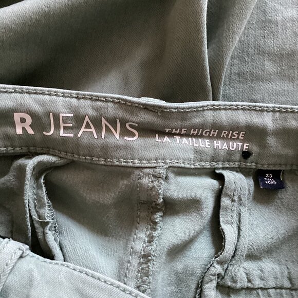 R Jeans Women's The High Rise Cargo Green Pants Size 33 Tall Stretchy Casual - Picture 8 of 11